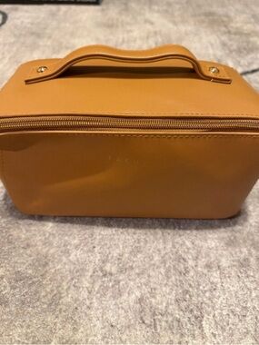 Mustard Leatherette Travel Cosmetic Case